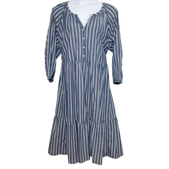 Old navy blue Striped tiered Button-Front All-Day Midi Swing Dress size 4X - Picture 2 of 10